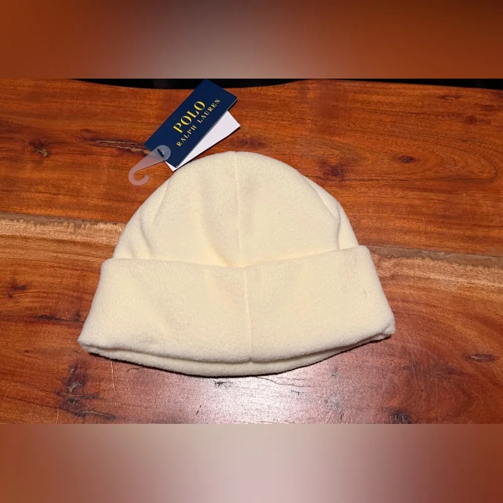 Polo Ralph Lauren Polar Fleece Beanie Chic Cream NWT